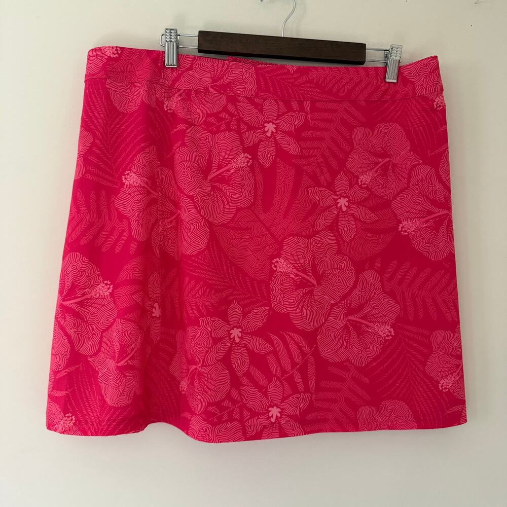 Rip Skirt Hawaii Pink Magenta Adjustable Waist Mini Skirt Floral Size Large